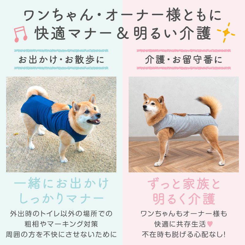 中型犬用 伸びて 着せやすい ベア天 介護服 マナーガード(R) 男女兼用