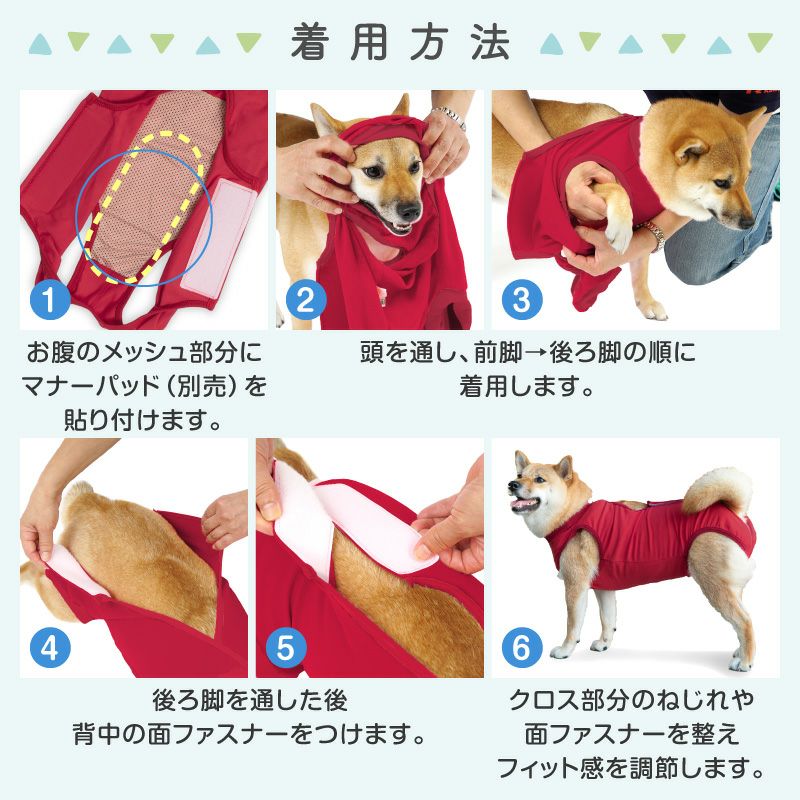 中型犬用 伸びて 着せやすい ベア天 介護服 マナーガード(R) 男女兼用