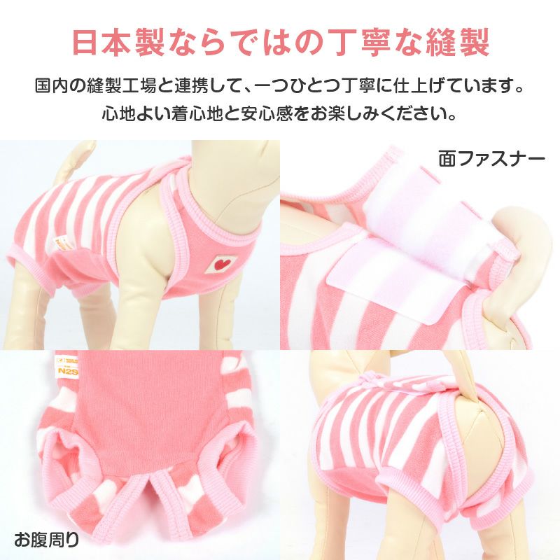 パイル ボーダー 術後服 エリザベスウエア(R) 女の子 ダックス 小型犬