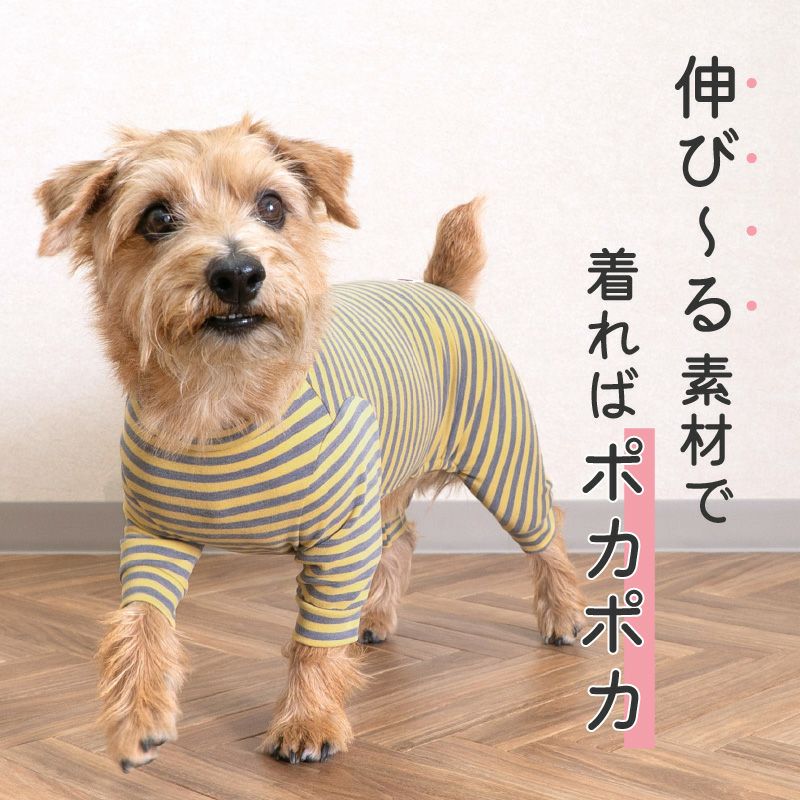 ateliergg 犬服 ボタン付きシャツスタイル 黄色チェック 伸びて 着せやすい ウォームボーダー お部屋着 ルームウェア パジャマ