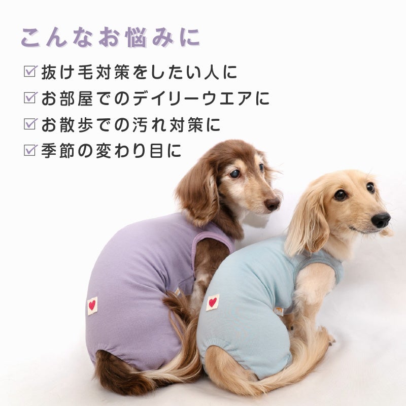 シンプルベア天袖なしお部屋着(ダックス・小型犬用)