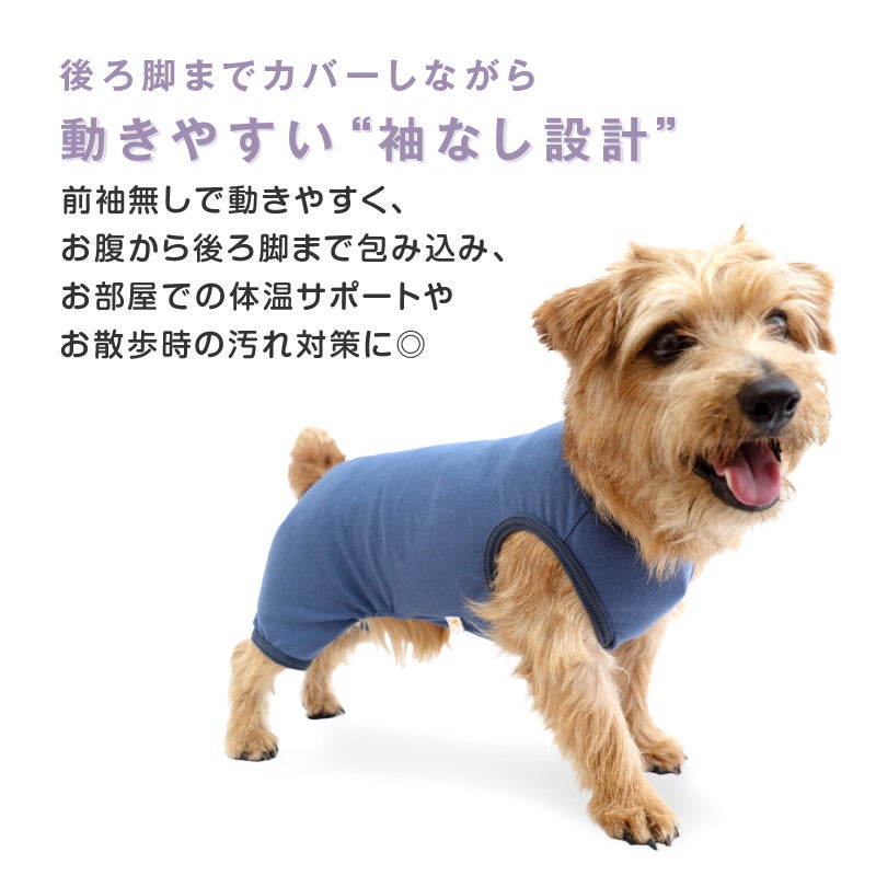 シンプルベア天袖なしお部屋着(ダックス・小型犬用)