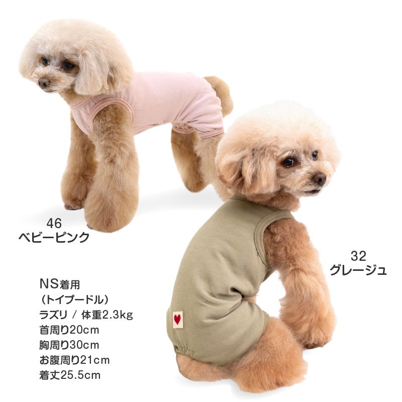 シンプルベア天袖なしお部屋着(ダックス・小型犬用)