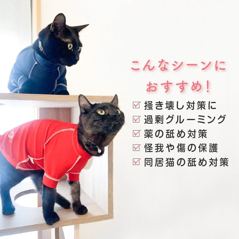 猫用抗菌・防臭機能付きスキンウエア(R)袖付きTシャツ