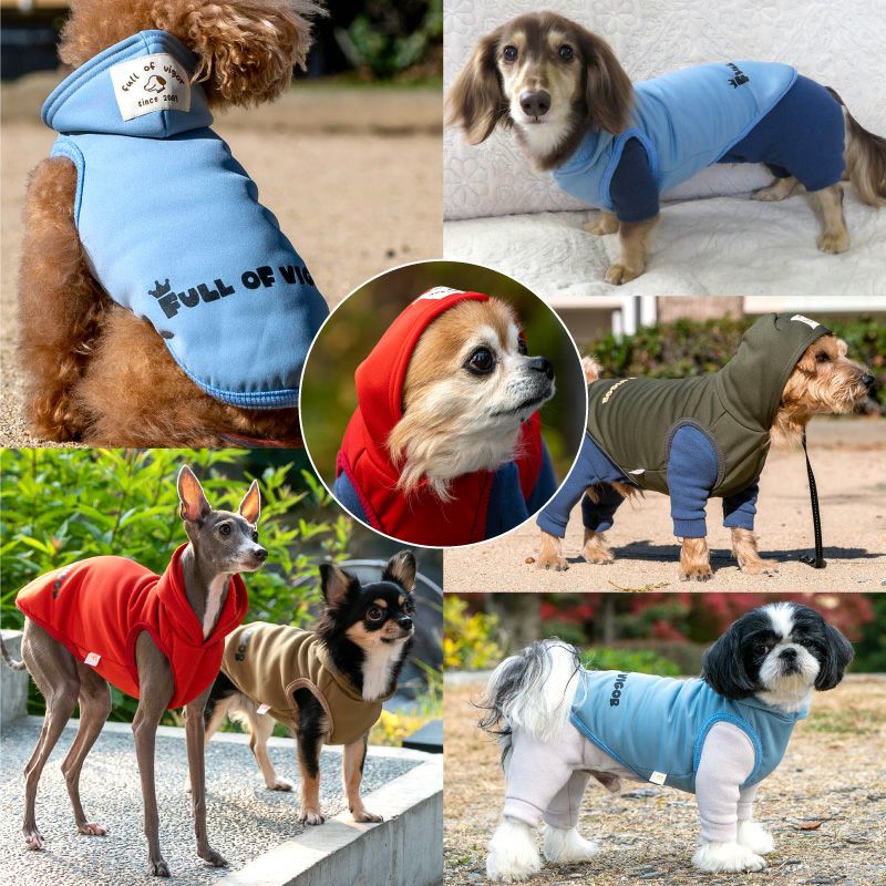 ロゴ プリント あったか 裏ボア パーカー ダックス 小型犬用