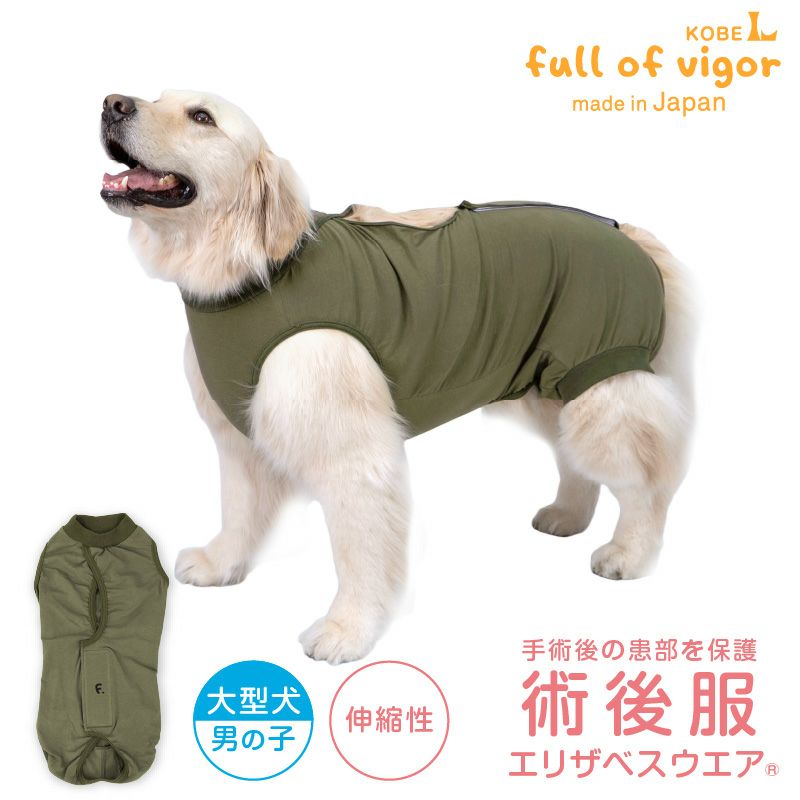 大型犬用 伸びて 着せやすい F. ベア天竺 術後服 エリザベスウエア(R