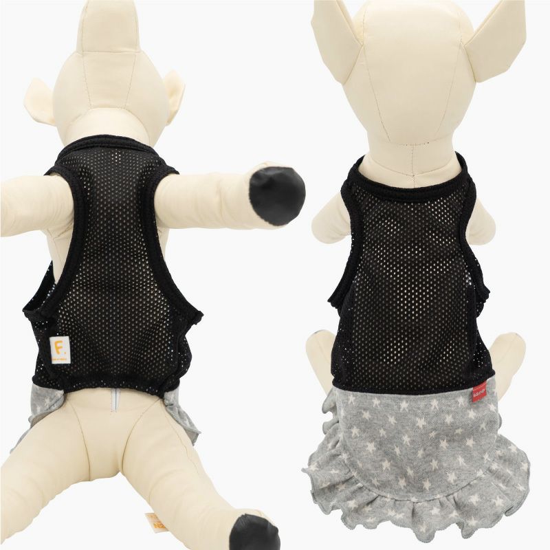 星柄 デニム メッシュ インナー付 スカート ダックス 小型犬用