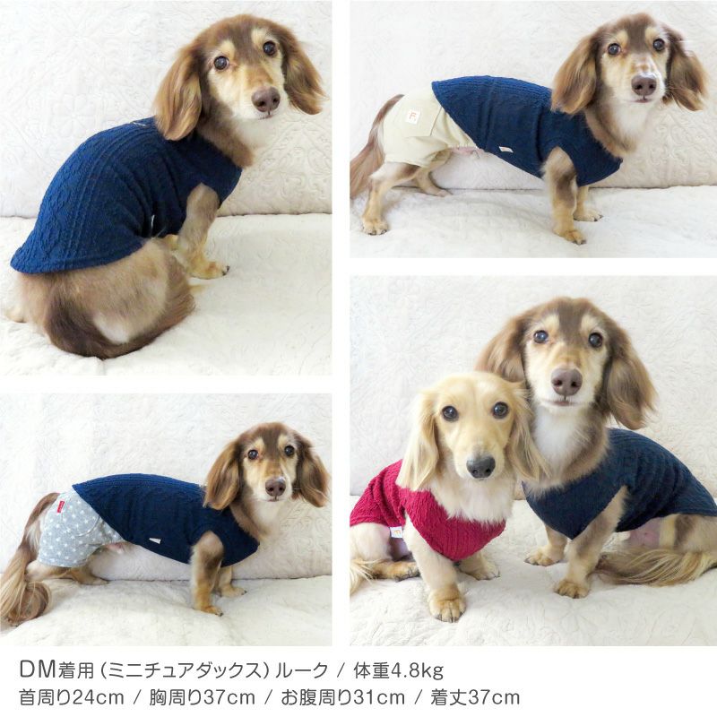 ケーブルニット タンク おそろコーデ ダックス 小型犬用 | ダックス