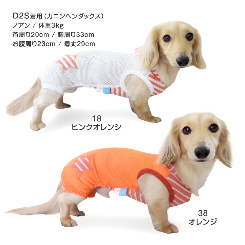 接触冷感フード付メッシュ袖なしつなぎ(ダックス・小型犬用)