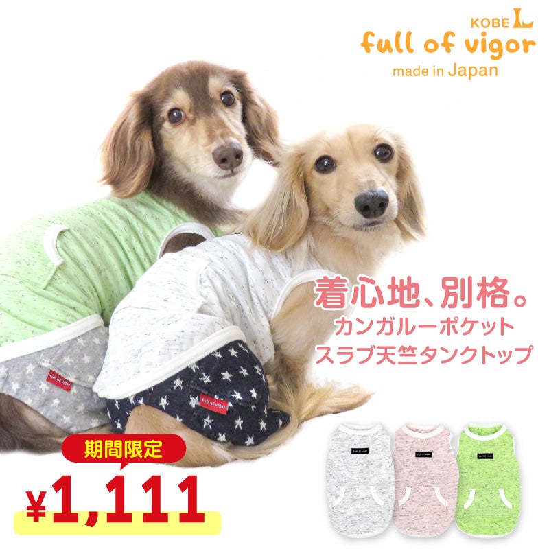 カンガルーポケットスラブ天竺タンク(ダックス・小型犬用)