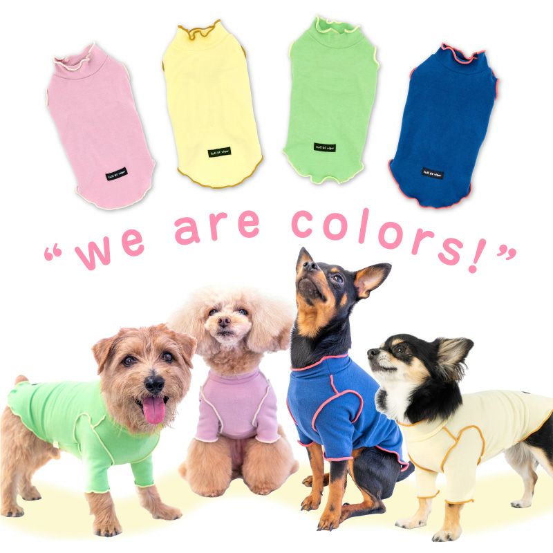 伸びて 着せやすい 配色 メロウ ハイネック Tシャツ ダックス 小型犬用