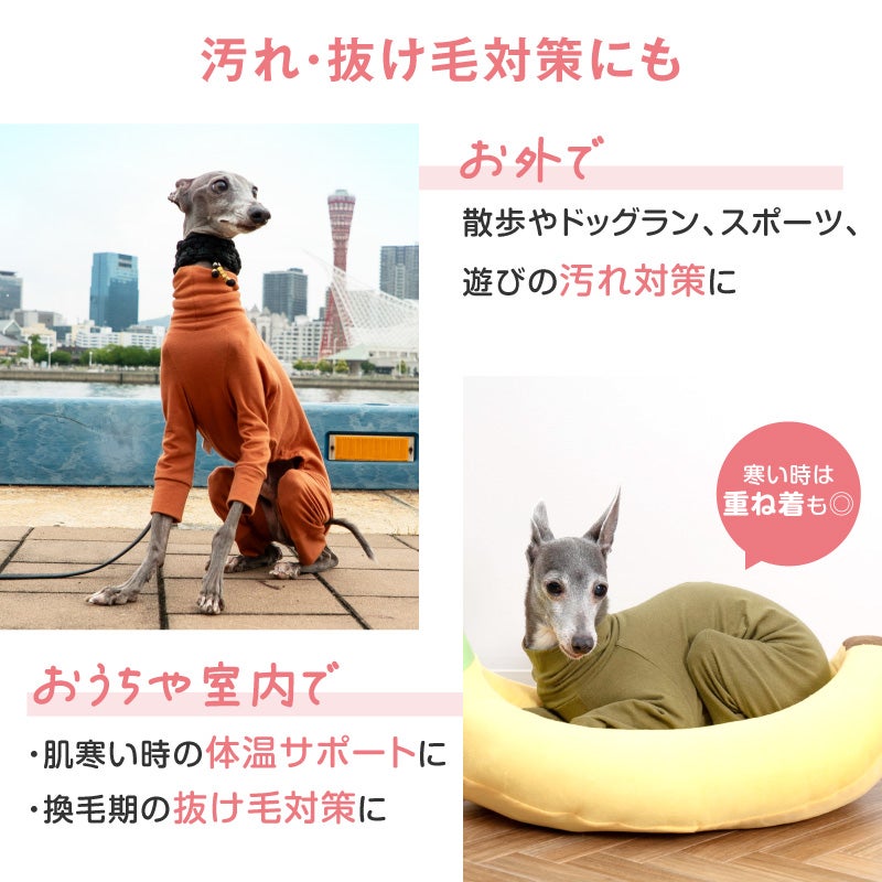 シンプル長袖インナーつなぎ(イタグレ用)