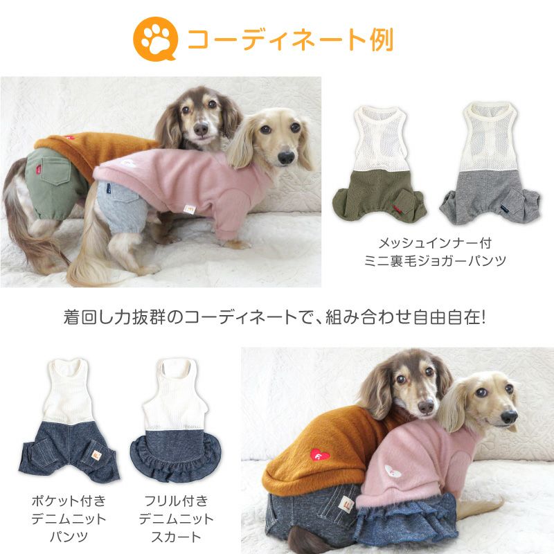 ハート 刺しゅう バルフィー ビーバー ニット ダックス 小型犬用
