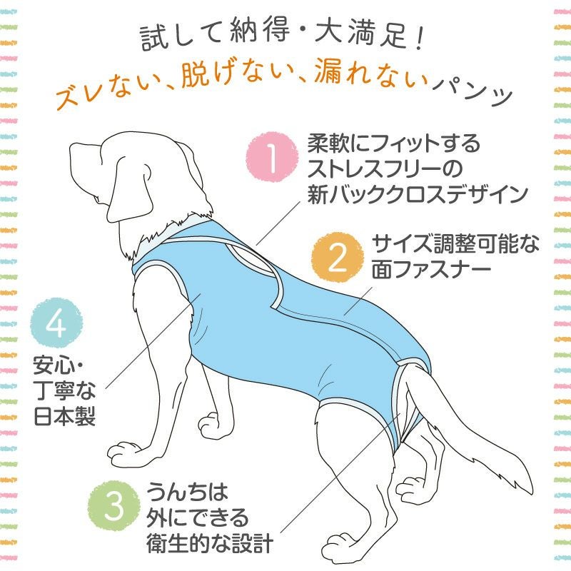 中型犬用 ボーダー ベア天 介護服 マナーガード(R) 男女兼用