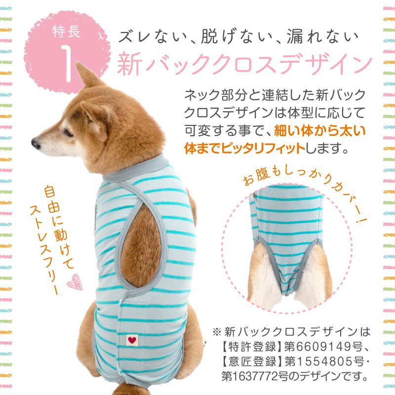 中型犬用 ボーダー ベア天 介護服 マナーガード(R) 男女兼用