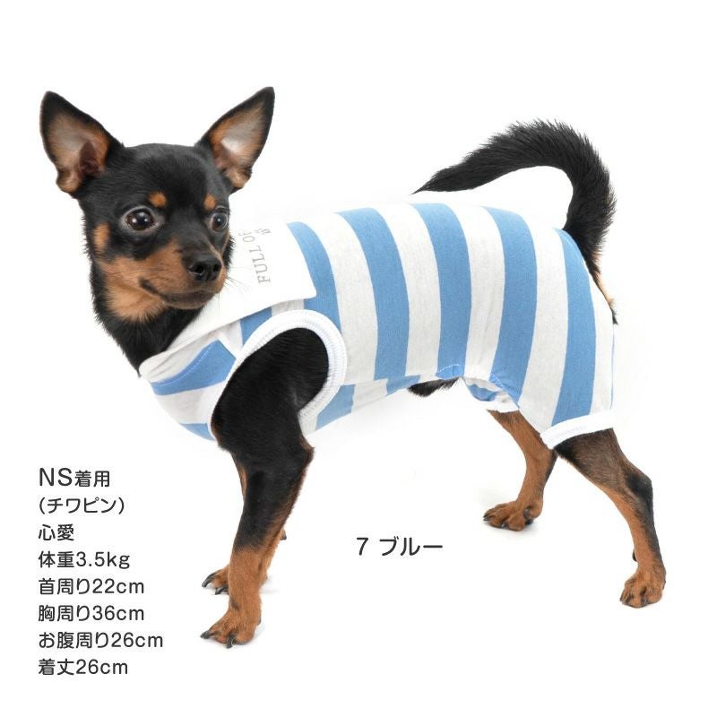 接触冷感 太ボーダー セーラー衿 つなぎ ダックス 小型犬用 | ダックス