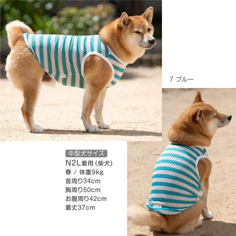 中型犬用 ボーダー 濡らして快適 メッシュ素材 タンク | ダックス、猫