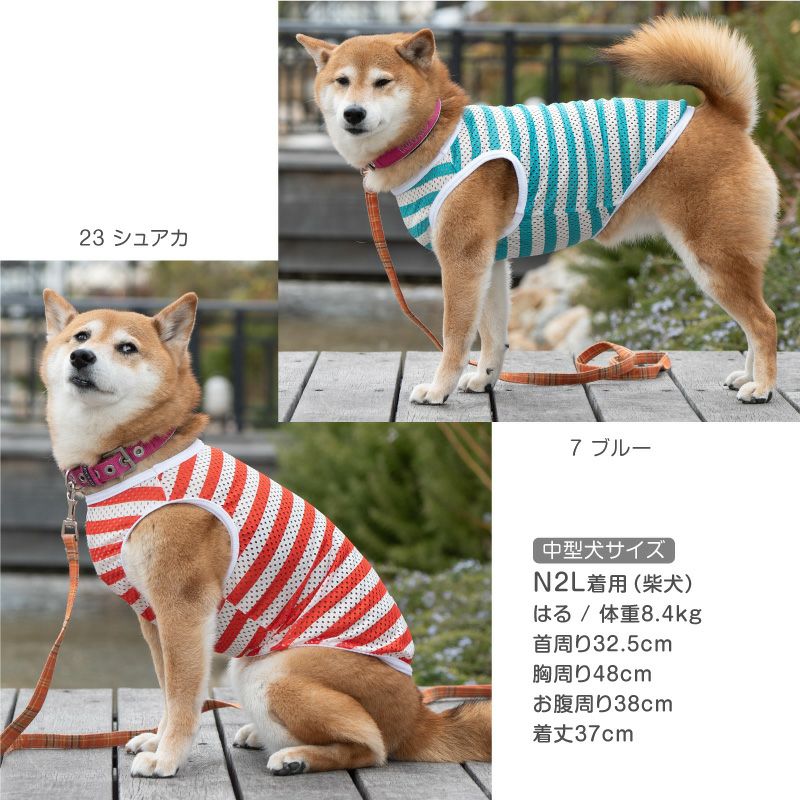 中型犬用 ボーダー 濡らして快適 メッシュ素材 タンク | ダックス、猫