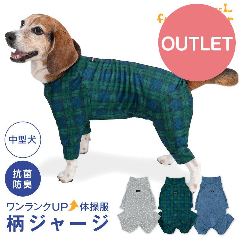 アウトレット】中型犬用 ドッグプレイ(R) 柄 ジャージ つなぎ